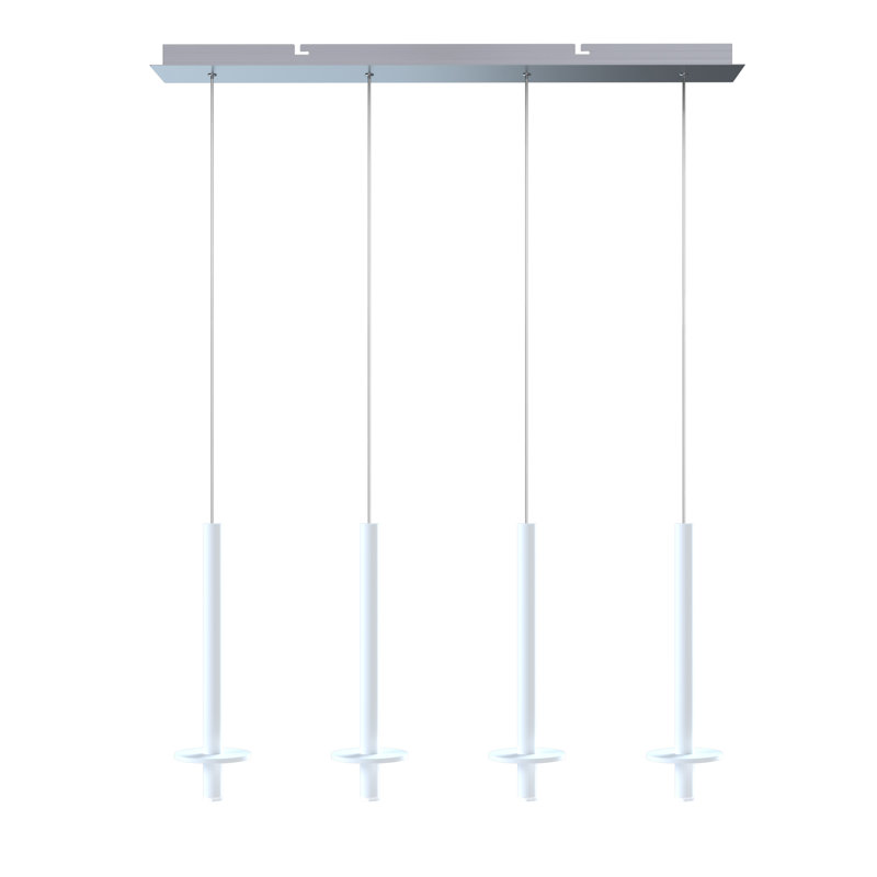 Luminaire suspendu linéaire à 4 lumières pour îlot de cuisine Zakaryan, Blanc