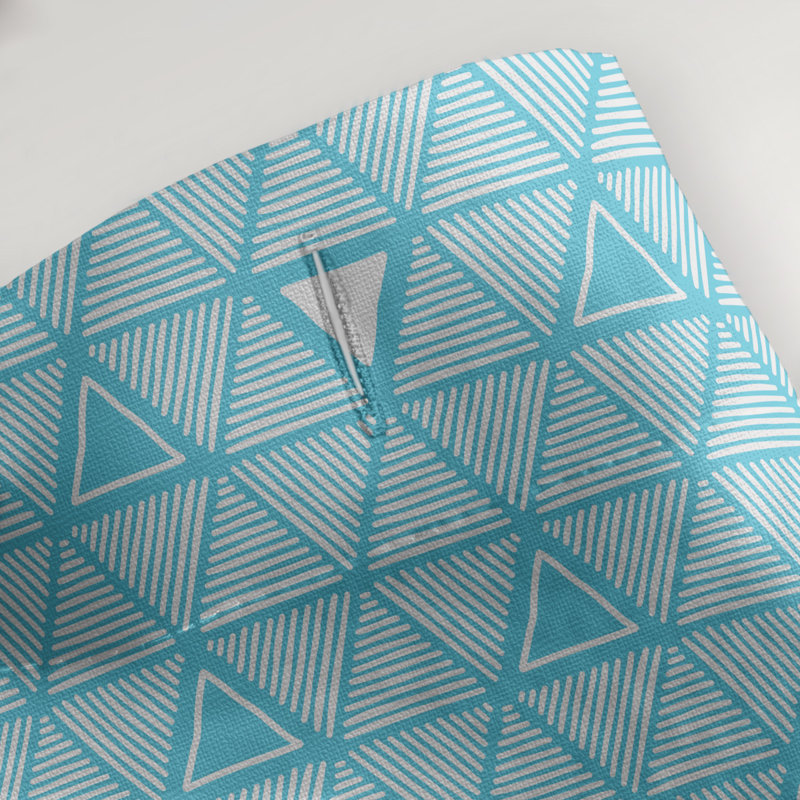 Rideau de douche simple à triangles à main classique Patricia Geoffrey, Bleu sarcelle / blanc