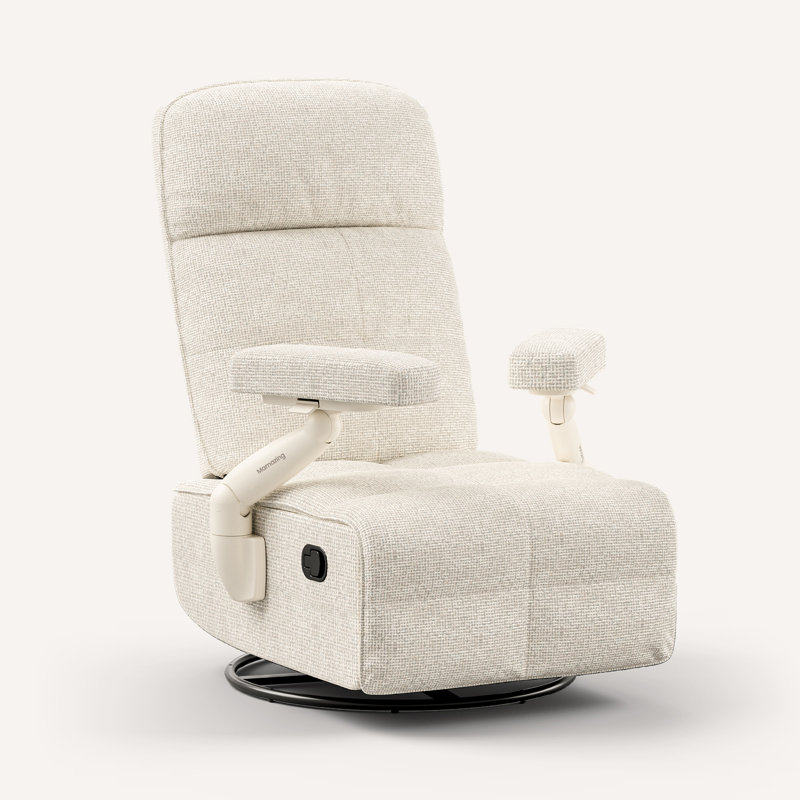 Lullacloud Manual Nursery Glider Chair With Multi Position Armrests And Adjustable Headrest - Beige
