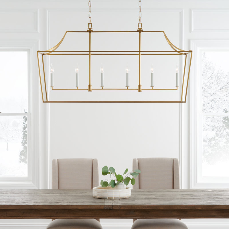 Meztli 6 - Light Kitchen Island Pendant, Burnished Brass
