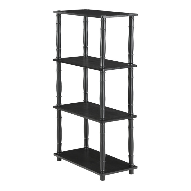 Johnston 4 Tier Toolless Assembly Shelving Unit Bookcase, Espresso/Black Classic Tube