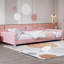 Lit de jour double rembourré en tissu sherpa avec dossier en forme de nuage, sans sommier tapissier, rose-104572557-104572559