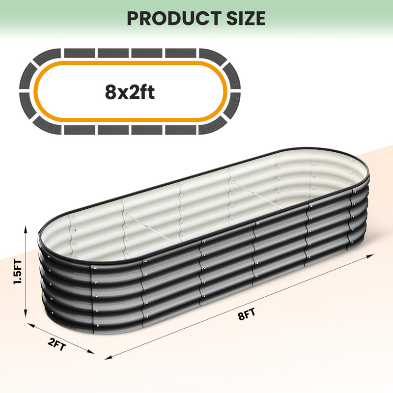 2-Pack Gray Green 6*3*1 FT Metal Garden Bed Heavy Duty Steel Raised Garden Bed for Vegetables Large Above Ground Planter Box for Backyard