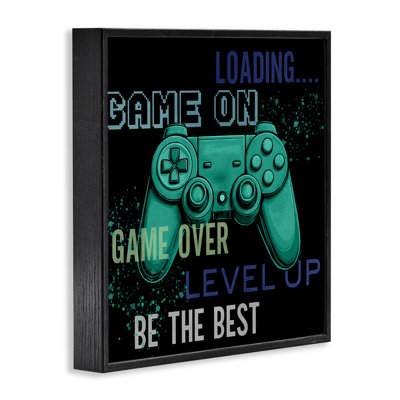 Game On Level Up Controller Framed Giclee, design by Kim Allen