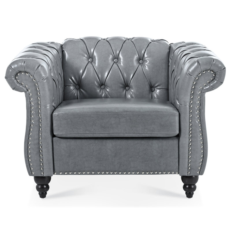 Dushyant 38,98 de large, Similicuir gris, Noir