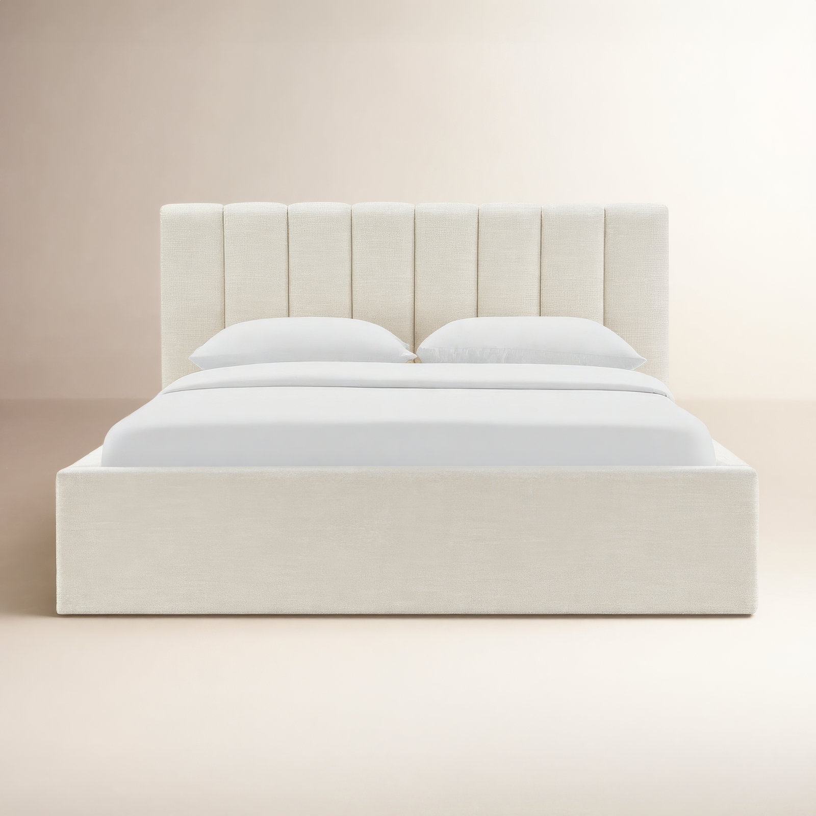 Delmar Linen Upholstered Bed, King, Effie Linen Performance Linen