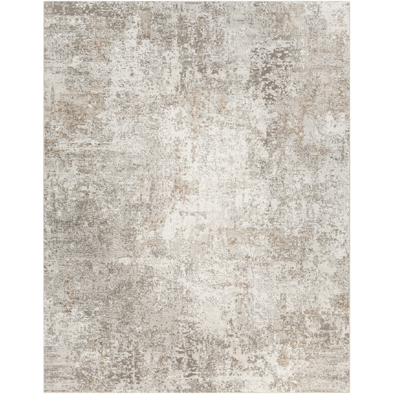 Tapis brun clair / beige tissé à la machine Quanna, Rectangle 4 pi x 6 pi