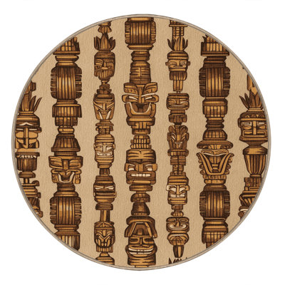  Tapis hawaïen lavable statues Tiki
