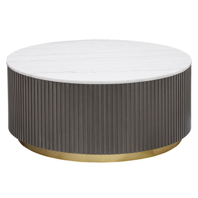 Acus Round Marble Top Coffee Table White