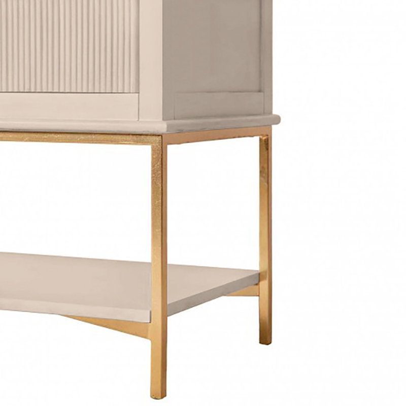 Kim 2 - Drawer Solid Wood Nightstand, Antique Beige