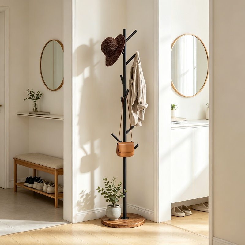 Iron Freestanding 9 - Hook, Rustic Brown + Black
