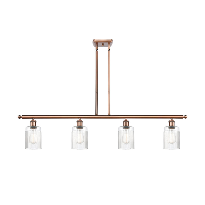 Luminaire suspendu tambour à 4 lumières pour îlot de cuisine Caplinger, Ampoule DEL 6 watts Vinage, Cuivre antique