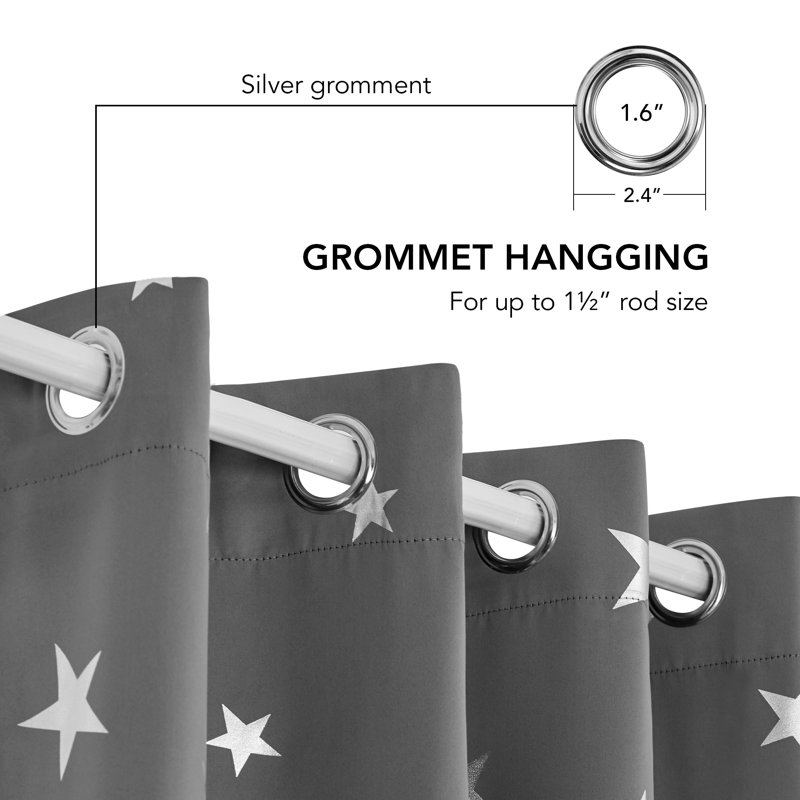 Manzanita Eyelet Room Darkening Thermal Curtains, 140cm W x 138cm D, Light Grey
