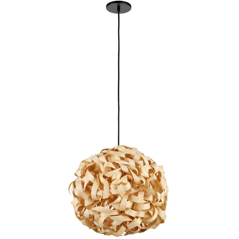 Luminaire suspendu en bambou 1 lumière Bailey - naturel, H 16 po x l 16 po x P 16 po