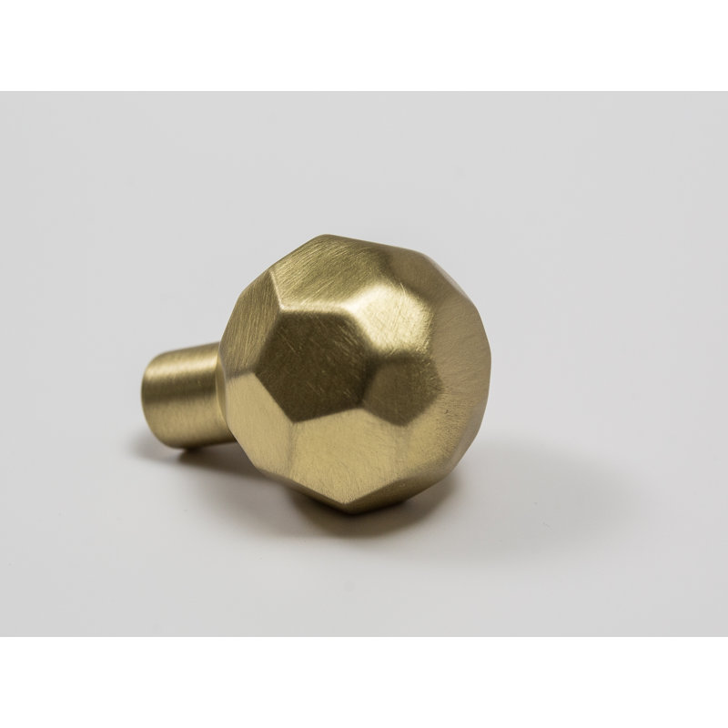 Facet Round Knob, Satin Brass, 1 1/8"