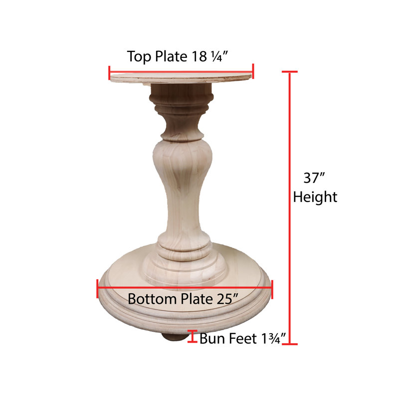 Bradford 32" Light Brown Solid Hardwood Pedestal Table Base