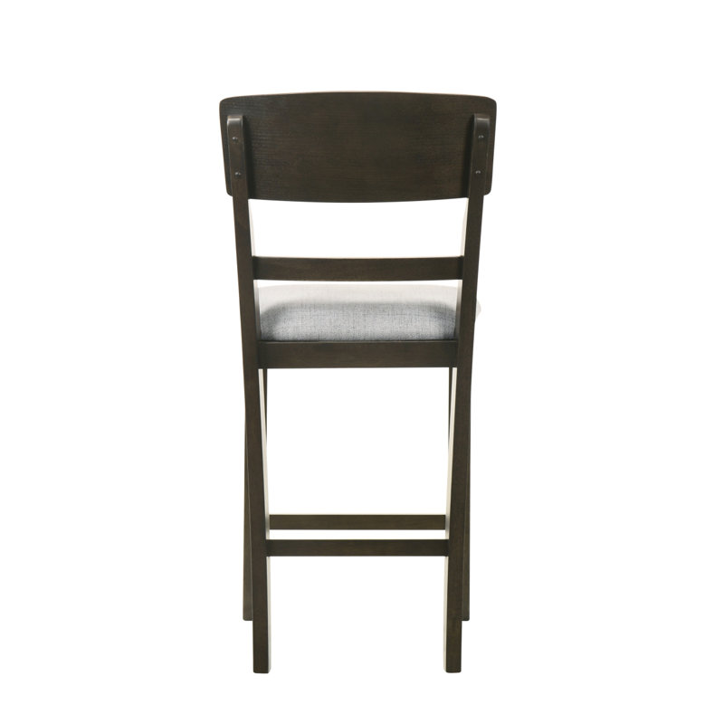 Tabouret de bar rembourré 2 pièces, Gris, Brun