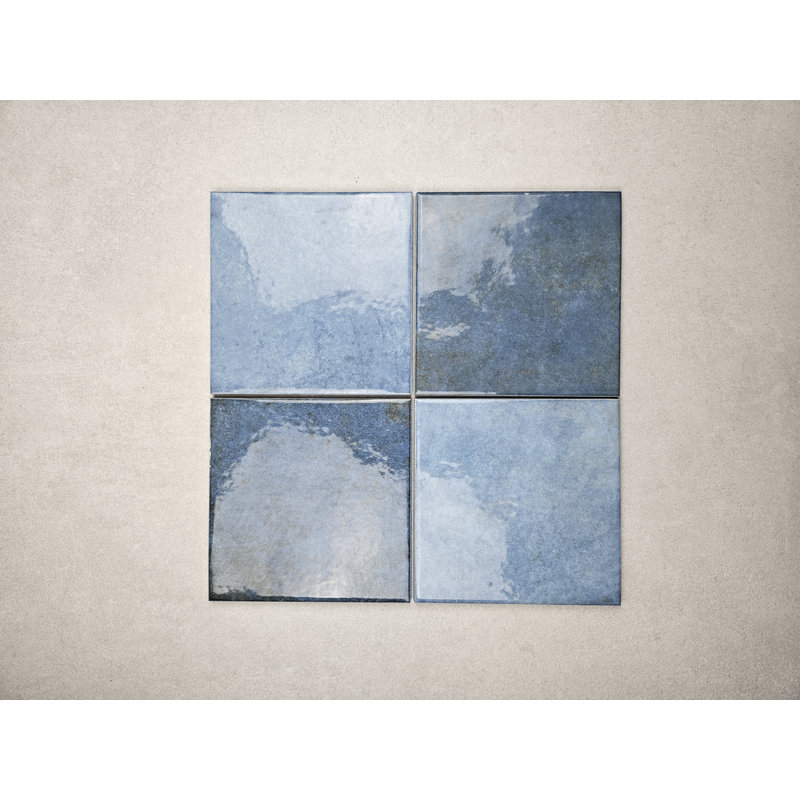 Carreau poli bleu ardoise 6 x 6