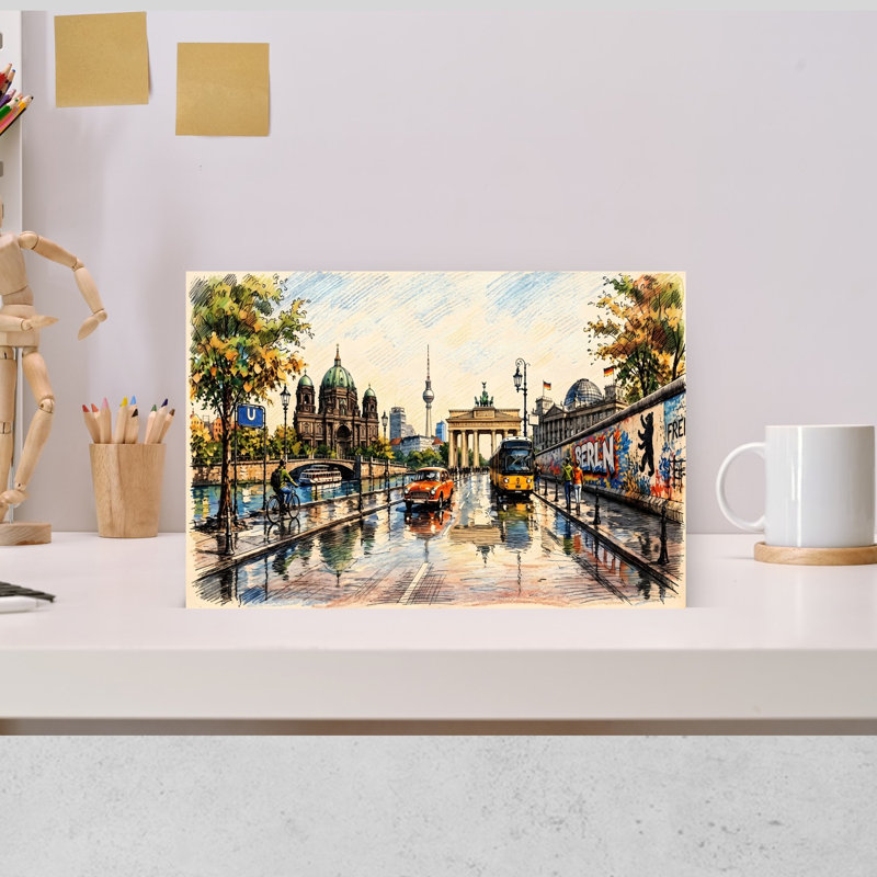 Berlin Landmarks Autumn Day Abstract Contemporary Architecture Autumn Wall Art Print, H 12 po x l 18 po