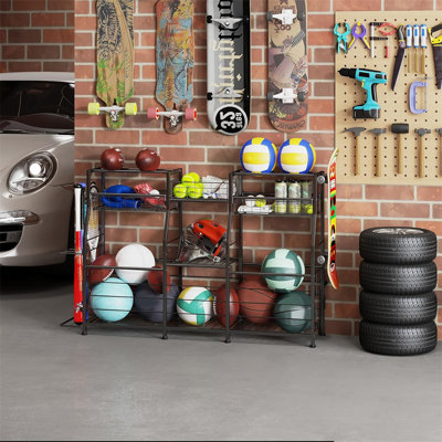 Garage Sports Equipment Organizer, Garage Ball Storage Rack, Garage Organizer System, Indoor/Outdoor Shelf Rack For Sports Gear