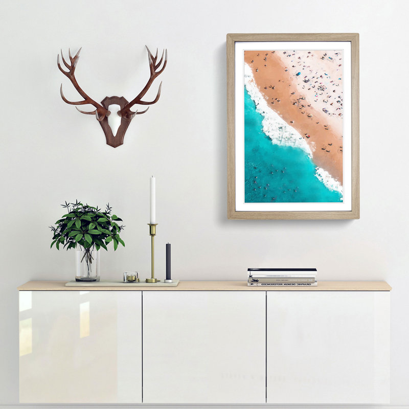 Bondi Beach Australia - Picture Frame Graphic Art Print, 65cm H x 48cm W x 2cm D, Oak Framed