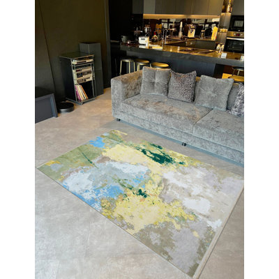 Tapis décoratif moderne multicolore à motifs abstraits de la collection Barcelona