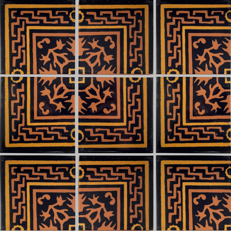 4.2" x 4.2" 9pcs TalaMex Soria Corner Talavera Mexican Tile