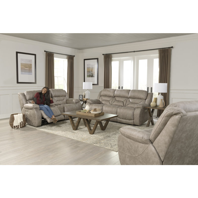 Zianya Upholstered Power Recliner, Tan Polyester