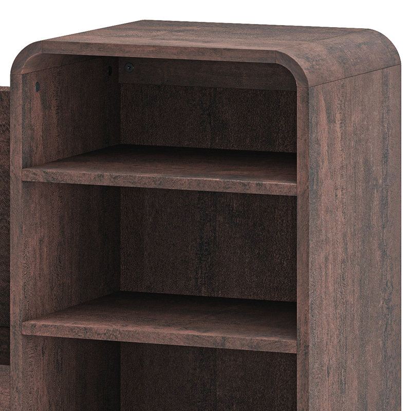 Banc de rangement à chaussures en forme de U de 160 cm avec armoire, Noyer