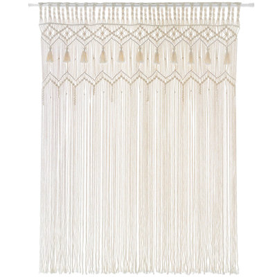 Macrame Curtain Large Boho Woven Wall Hanging Window Curtains Handmade Bohemian Decor For Window Doorway Closet Wedding Backdrop Arch Bedroom Living Room Apartment, 51''Wide X 70''Long