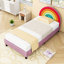 Twin Upholstered Platform Bed with Rainbow Headboard and Sturdy Frame
