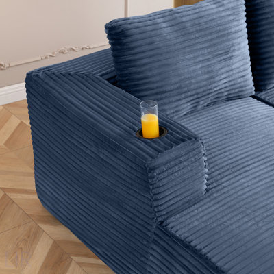 132 Inch Oversized Cloud Boneless Sofa Couch With Chaise, Modern Corduroy U Shaped Modular Sectional Sofa With Deep Seat And Cupholders, No Assembly Required