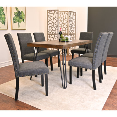 Ensemble de salle à manger 7 pièces, table à manger en épingle à cheveux avec 6 chaises, 3 options de couleurs
