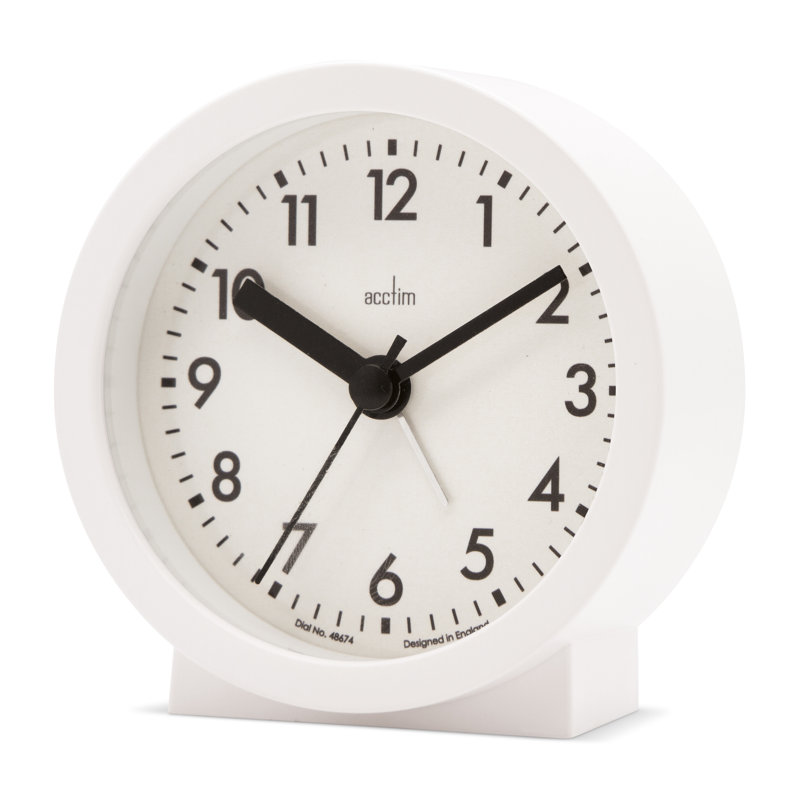 Acctim Gaby Small Analogue Contemporary Beside Alarm Clock, White