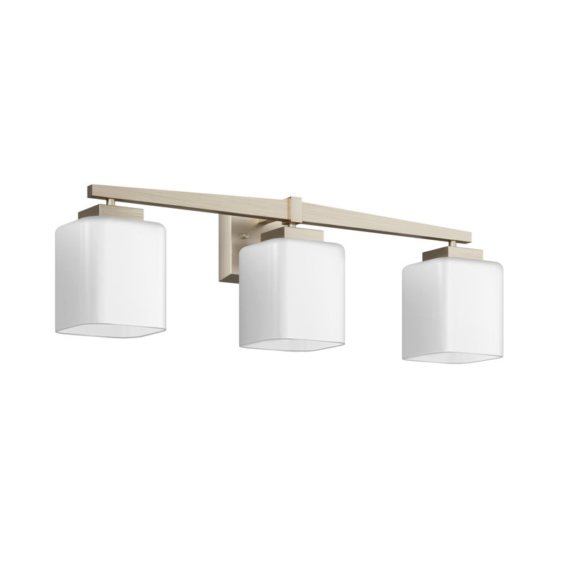 Éclairage carré pour meuble-lavabo, Nickel brossé + verre blanc