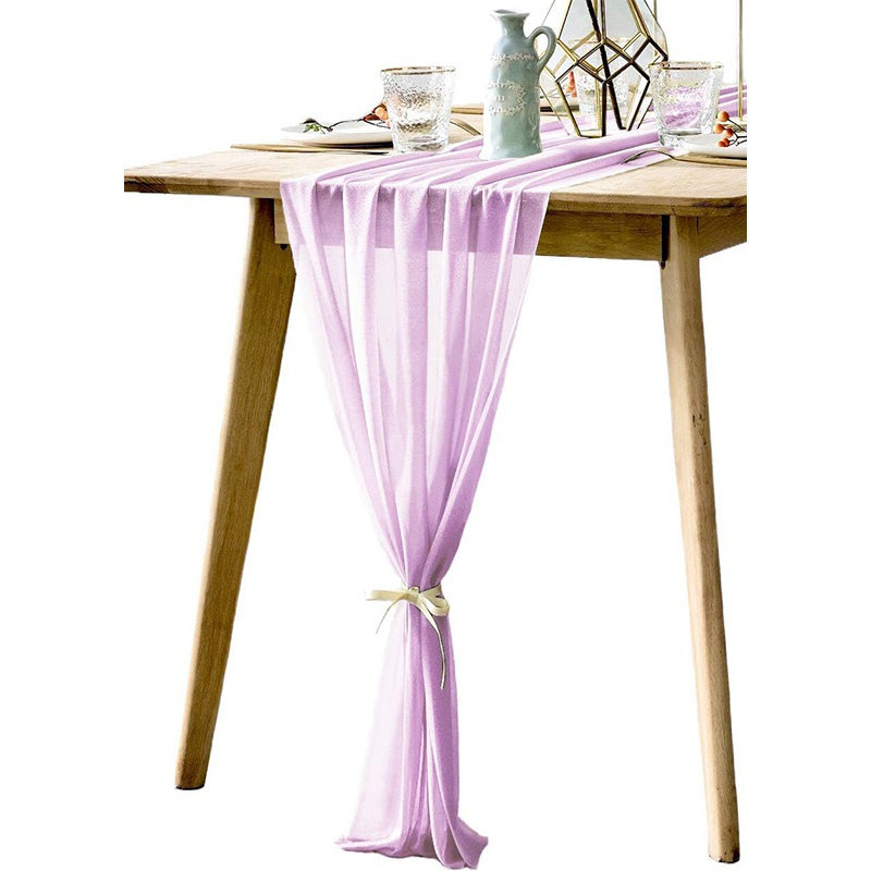 Chemin de table en mousseline de soie, L 118,11 po x l 11,81 po, Mauve