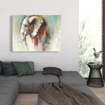 Abstract Paint Splash Elephant - Contemporary Animals Canvas Art