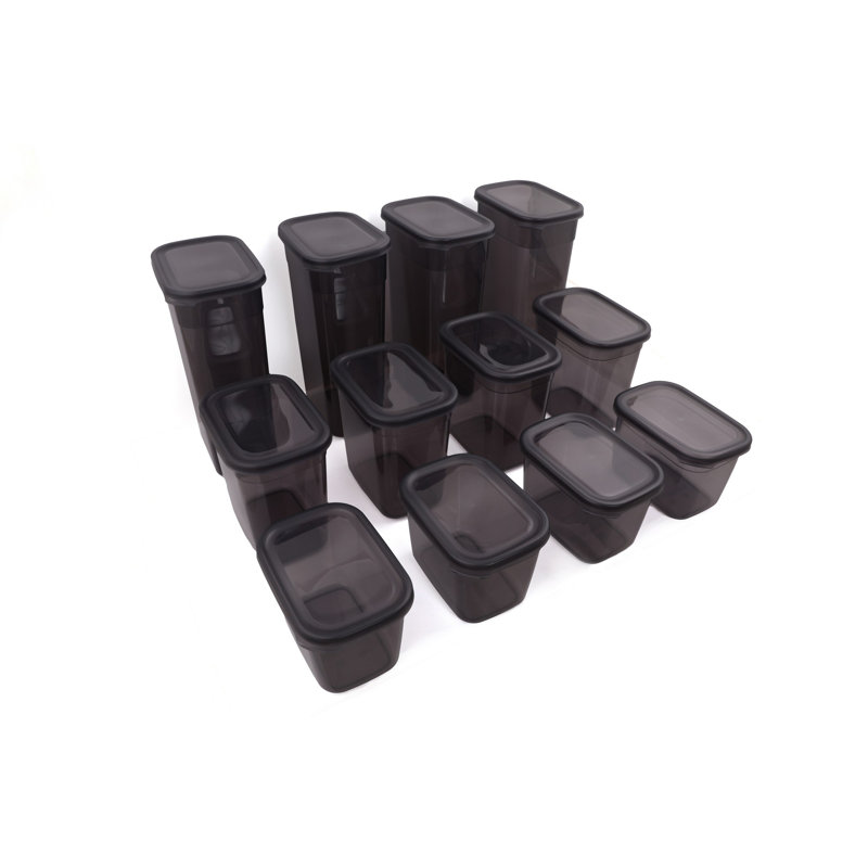 Ensemble de boîte de rangement durable (12 pièces), couleur anthracite | 4 x 5 x 4,4 po (1300 ml), 4 x 5 x 6,5 po (2000 ml), 4 x 5 x 10,8 po (3200 ml) | 100% plastique sans BPA, va au lave-vaisselle | Parfait pour organiser la maison et le bureau