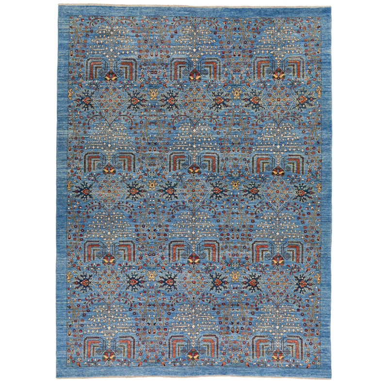 Tapis traditionnel 9 x 12 bleu clair et multicolore Anatolian