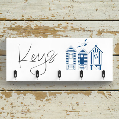 Solid Wood Wall Organizer with Key Hooks
