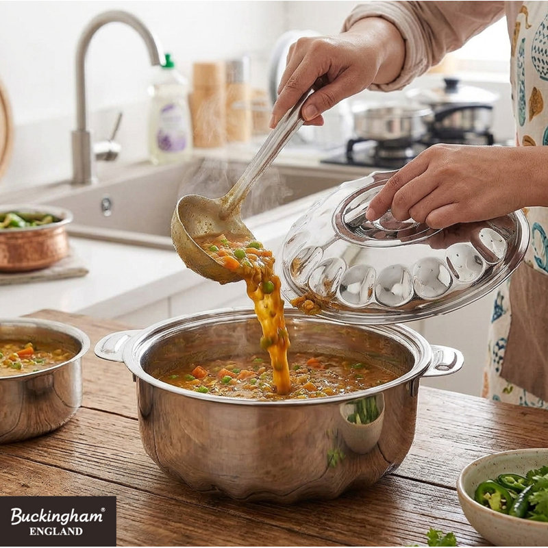 Buckingham Stainless Steel Insulated Hot Pot Food Warmer Serving Dish With Lid 3500 ml