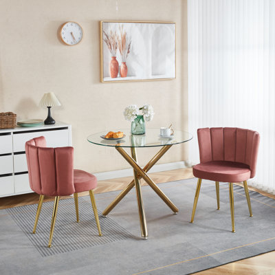 Chaise de salle à manger moderne (ensemble de 2) avec pieds en tube de fer, velours et dossier confortable, convient à la salle à manger, au salon, au café, à la structure simple.