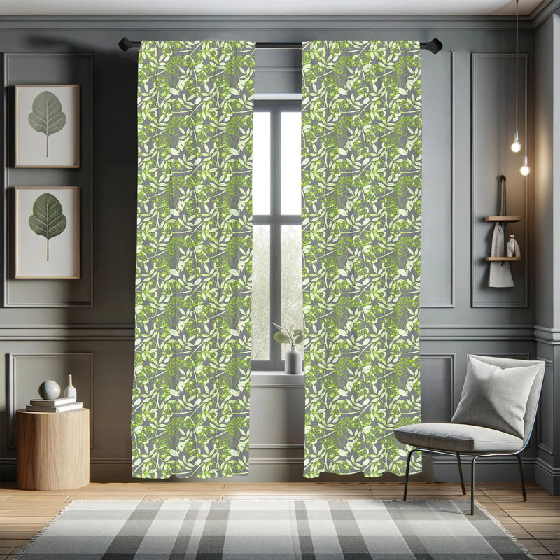 Vine Floral Semi-Sheer Rod Pocket Curtain Panels, 28" x 95"