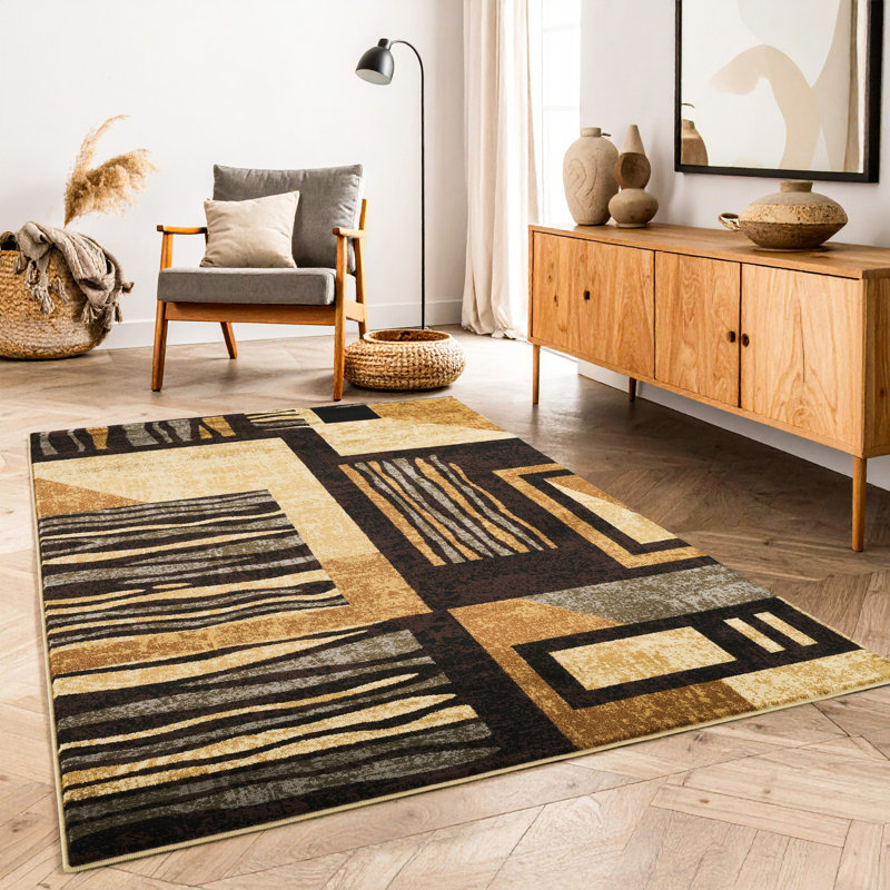 Tapis contemporain d'intérieur, Rectangle 5 pi 3 po x 7 pi 3 po