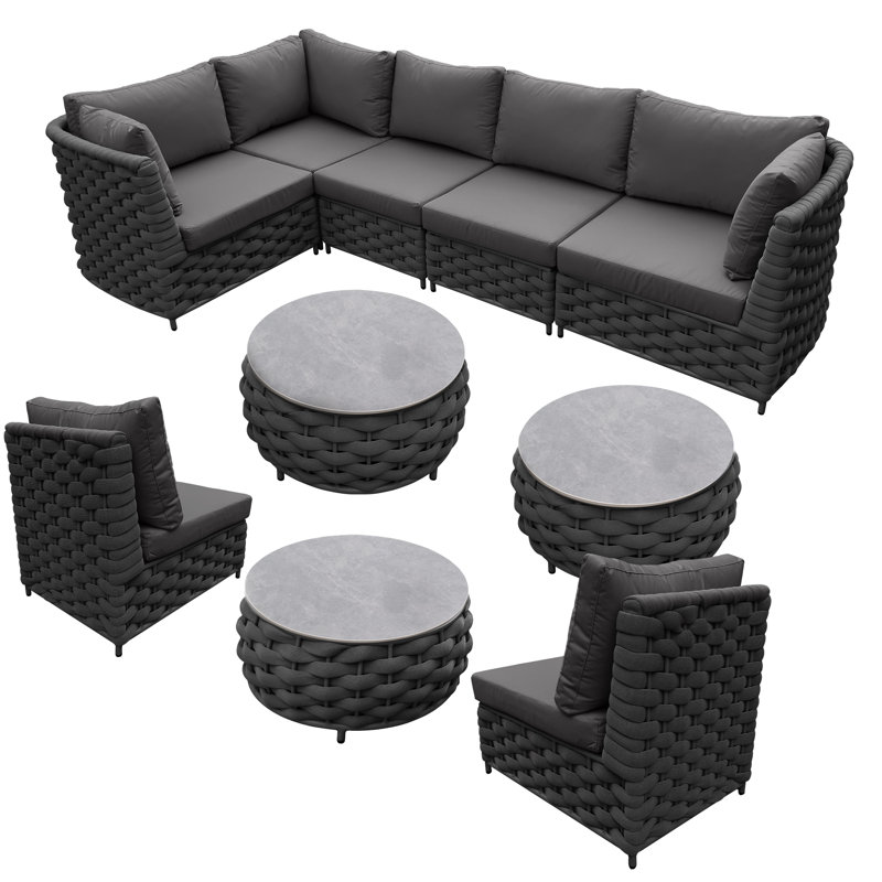 Ensemble de conversation modulaire d'extérieur 11 pièces