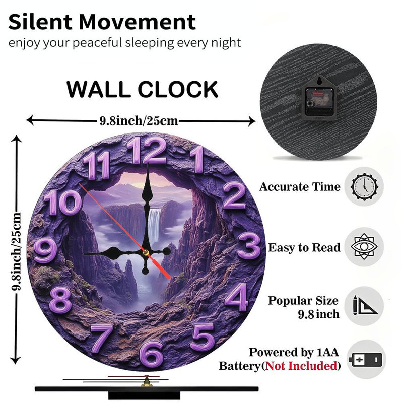 Horloge murale mauve en cascade