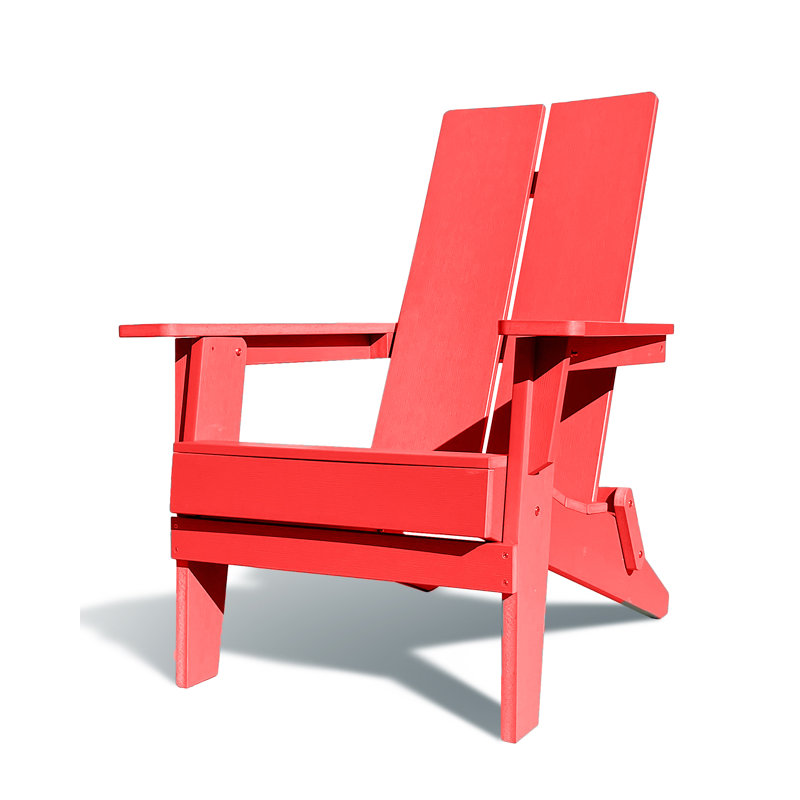 Très grand fauteuil Adirondack pliable moderne avec porte-gobelet Krikacy, Rouge