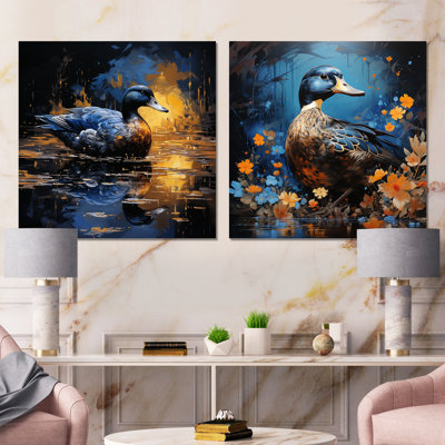 Blue Duck Midnight Ponder I - Duck Wall Art Living Room Set Of 2