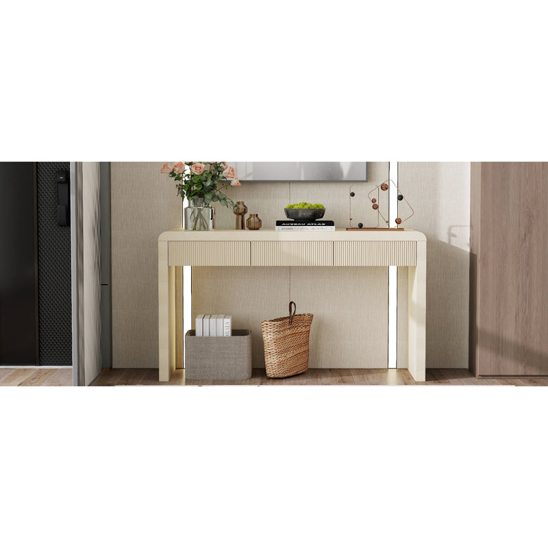 Console rustique abricot avec tiroir cannelé et placage frêne, résistante à l'usure, charge maximale du plateau : 100 kg (220 lb), charge maximale d'une table d'entrée : 11 kg (25 lb), placage en bois massif, idéale pour un décor bord de mer.