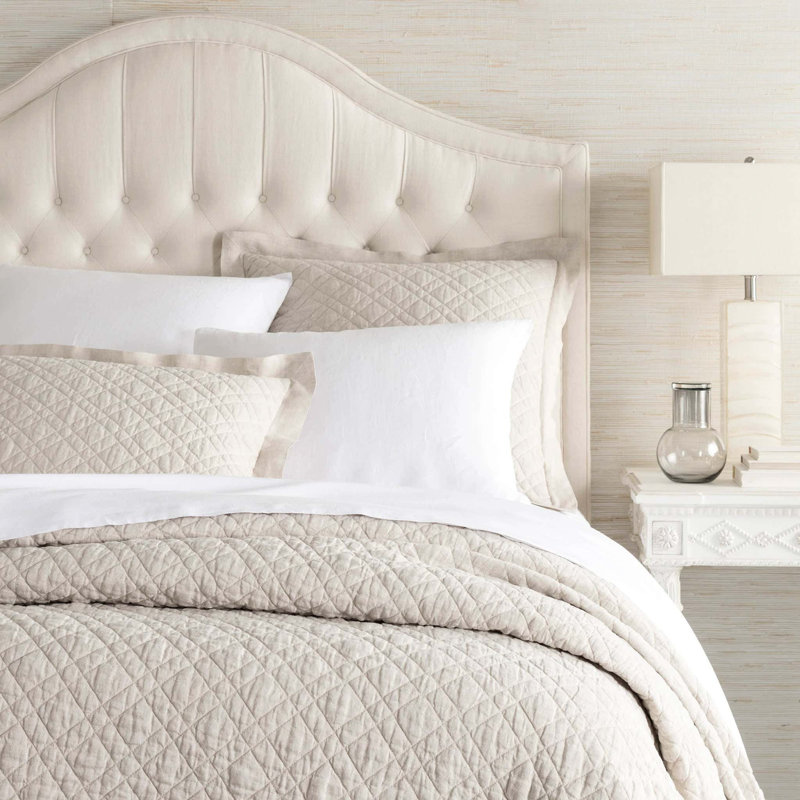 Washed Linen Quilt, King Quilt, Natural